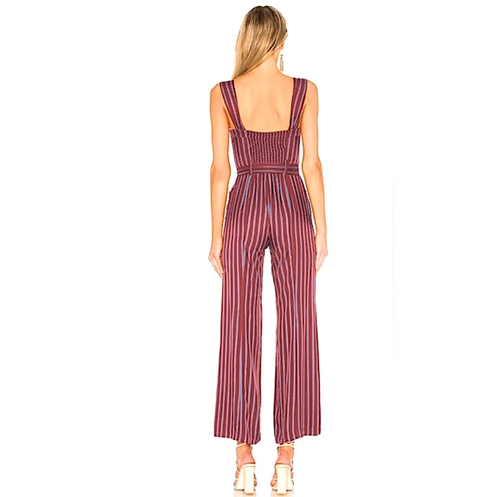 ⭐️FREE PEOPLE⭐️PINSTRIPE JUMPSUIT W/HEARTSHAPE BUSTLINE & ADJUSTABLE BELT SIZE:4 - Picture 3 of 5